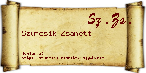 Szurcsik Zsanett névjegykártya